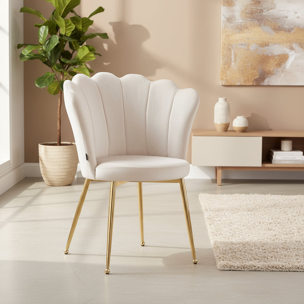 Lot de 2 chaises NYMPHEA pieds Gold assise Velours Beige