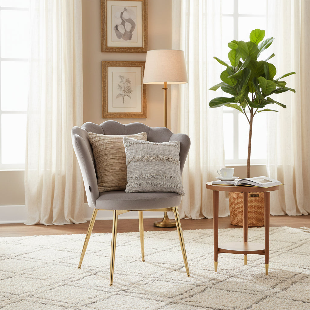 Lot de 2 chaises NYMPHEA pieds Gold assise Velours Moka