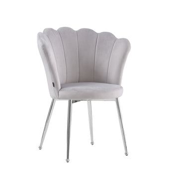 Lot de 2 chaises NYMPHEA pieds Chrome assise Velours Gris