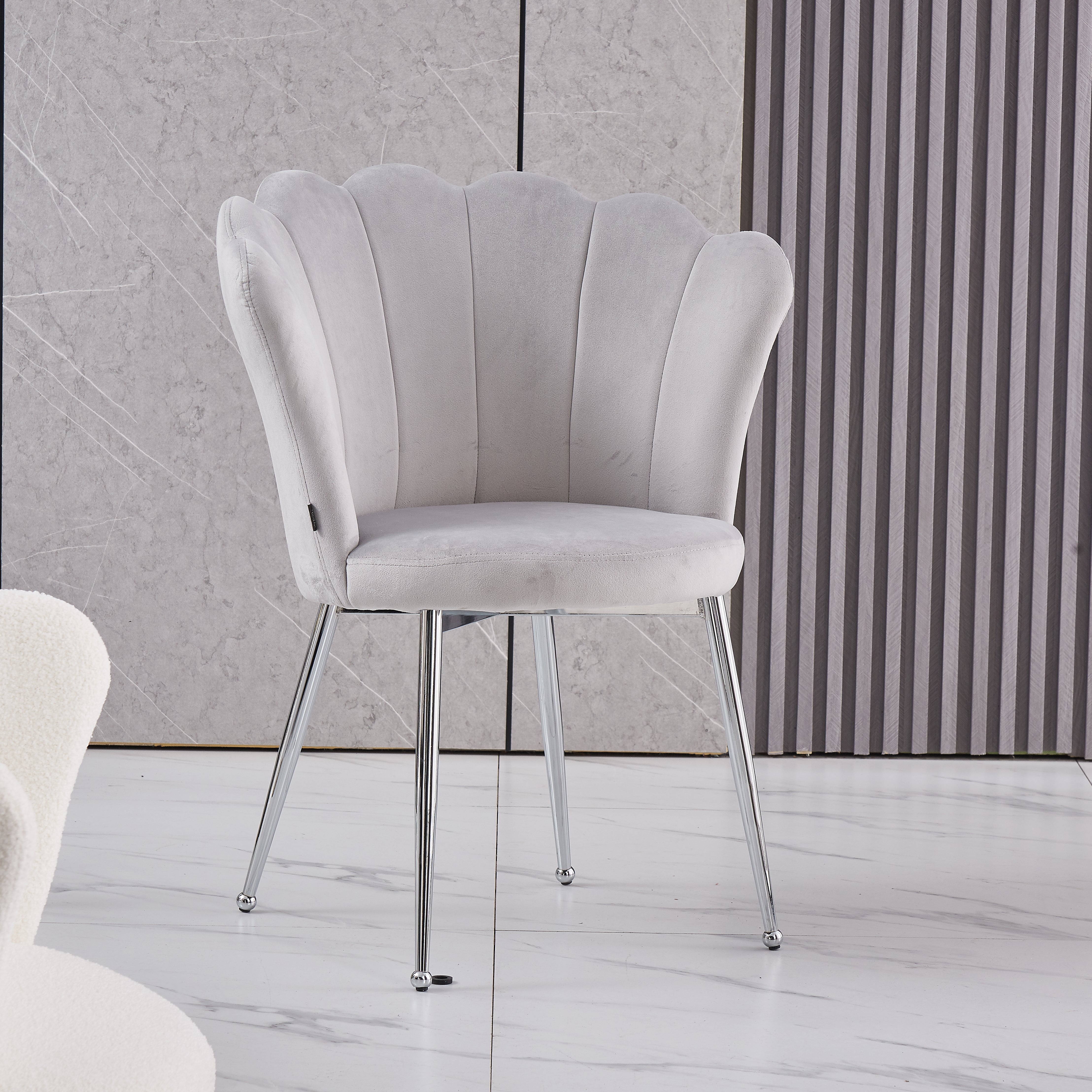 Lot de 2 chaises NYMPHEA pieds Chrome assise Velours Gris