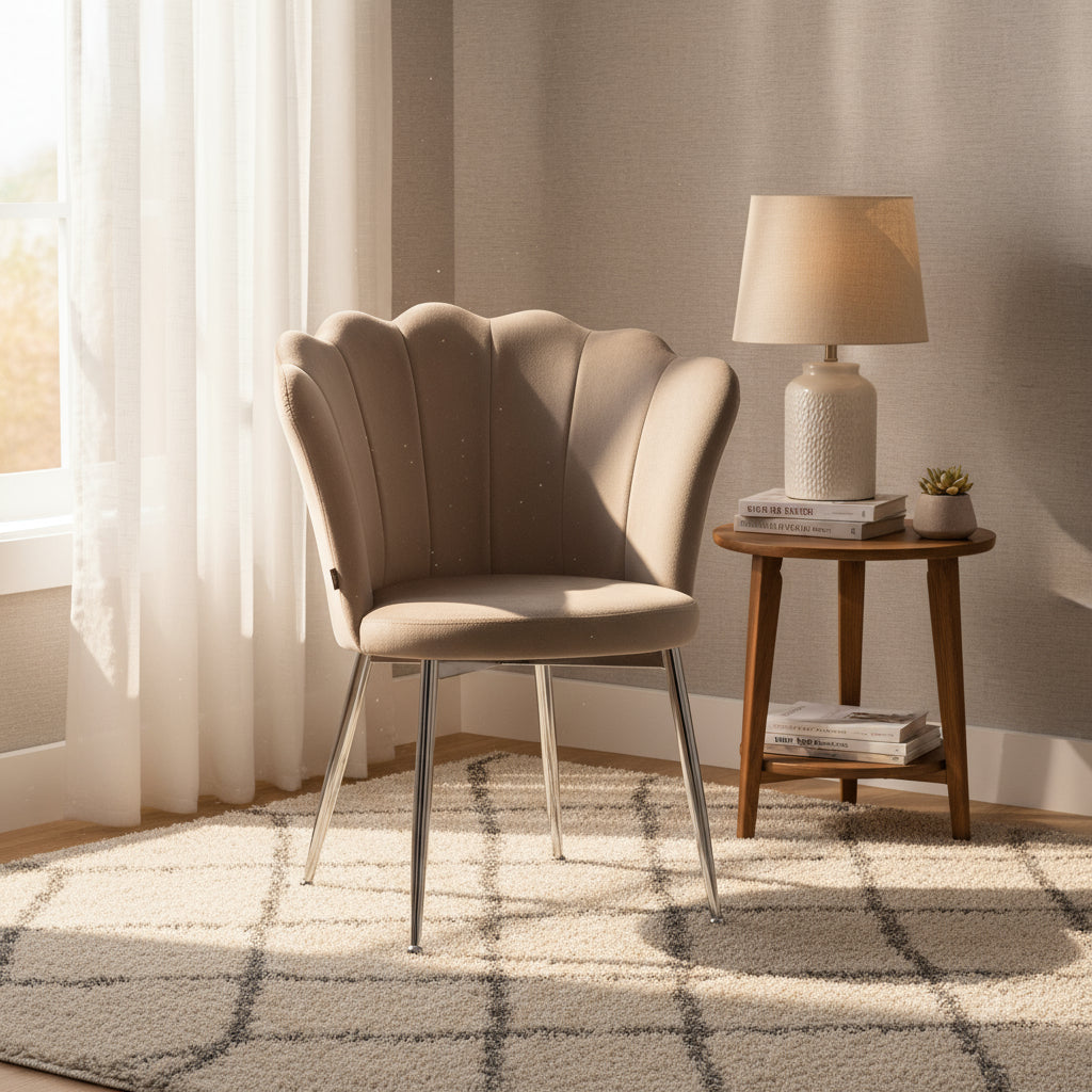 Lot de chaises NYMPHEA pieds Chrome assise Velours #couleur_Moka