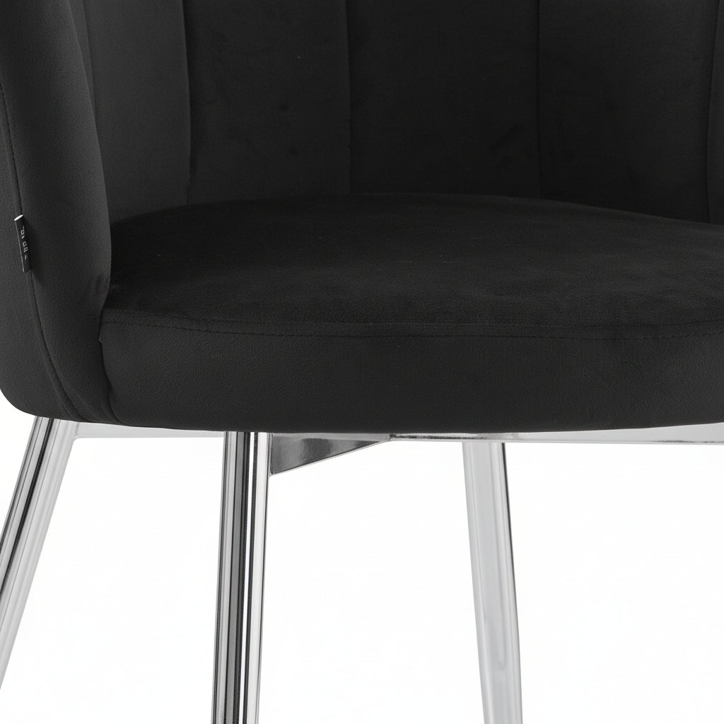 Lot de 2 chaises NYMPHEA pieds Chrome assise Velours Noir