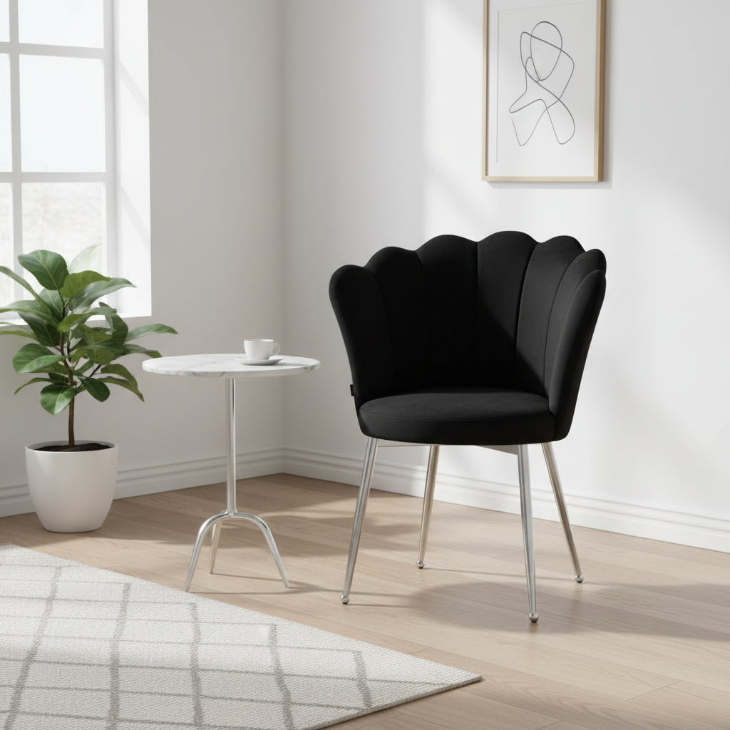 Lot de 2 chaises NYMPHEA pieds Chrome assise Velours Noir