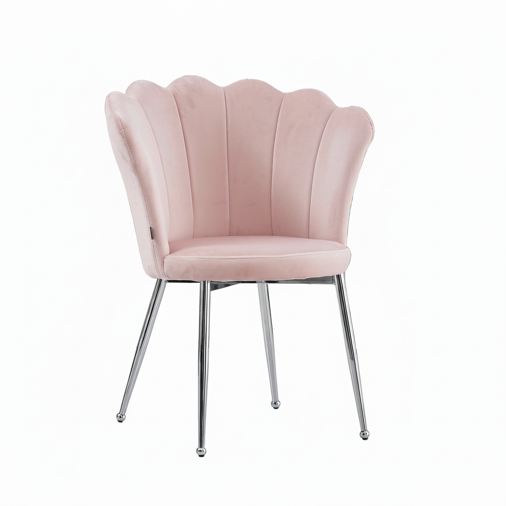 Lot de 2 chaises NYMPHEA pieds Chrome assise Velours Rose