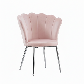 Lot de chaises NYMPHEA pieds Chrome assise Velours #couleur_rose