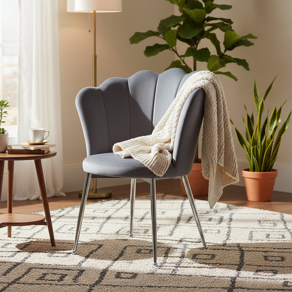 Lot de 2 chaises NYMPHEA pieds Chrome assise Velours Anthracite