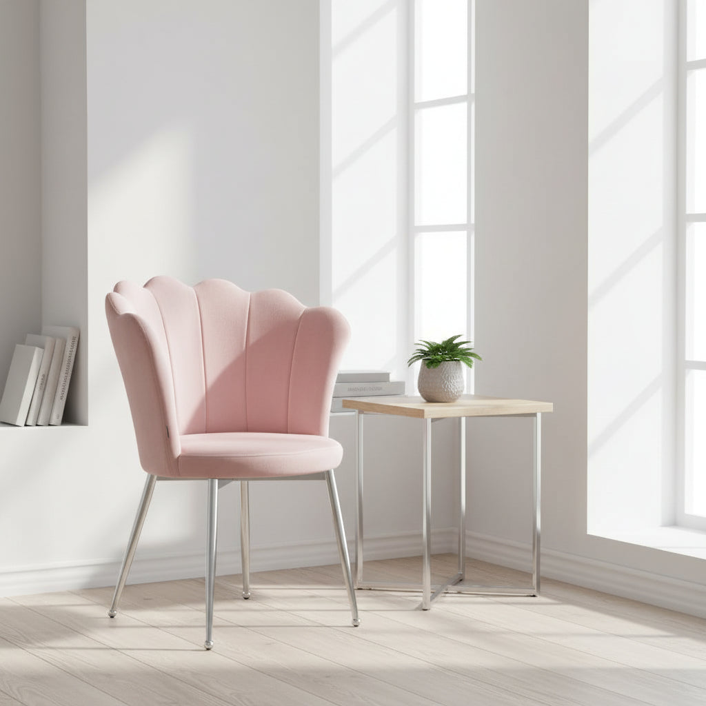 Lot de 2 chaises NYMPHEA pieds Chrome assise Velours Rose