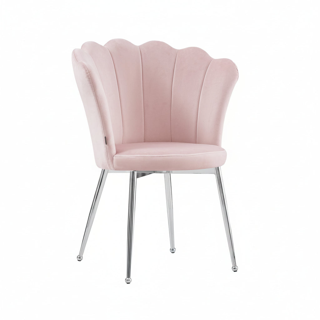 Lot de 2 chaises pieds Chrome assise Velours Rose - NYMPHEA