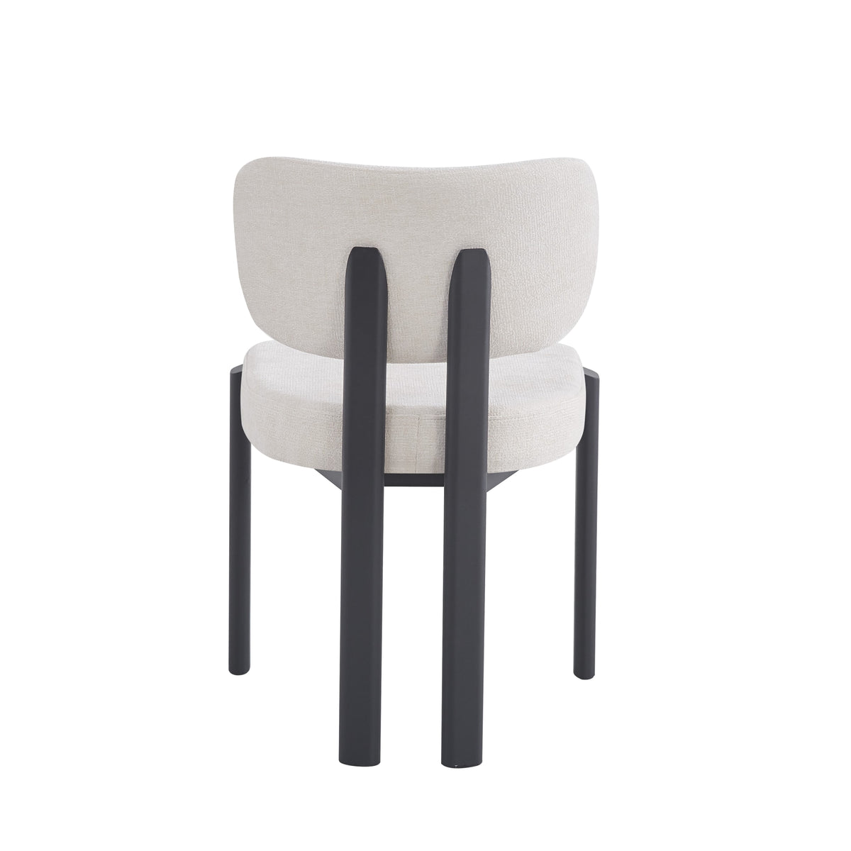 CHAISE BAGUETTE PIED METAL NOIR SERGE CHENILLE BEIGE