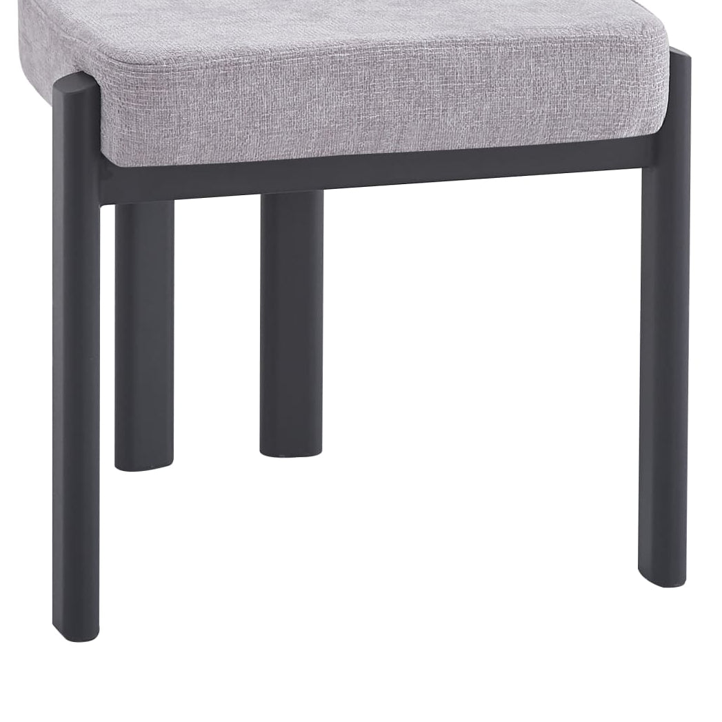 Chaise repas chenille gris clair pieds métal noir lot de 4 BAGUETTE