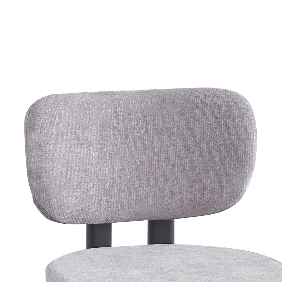 Chaise repas chenille gris clair pieds métal noir lot de 4 BAGUETTE