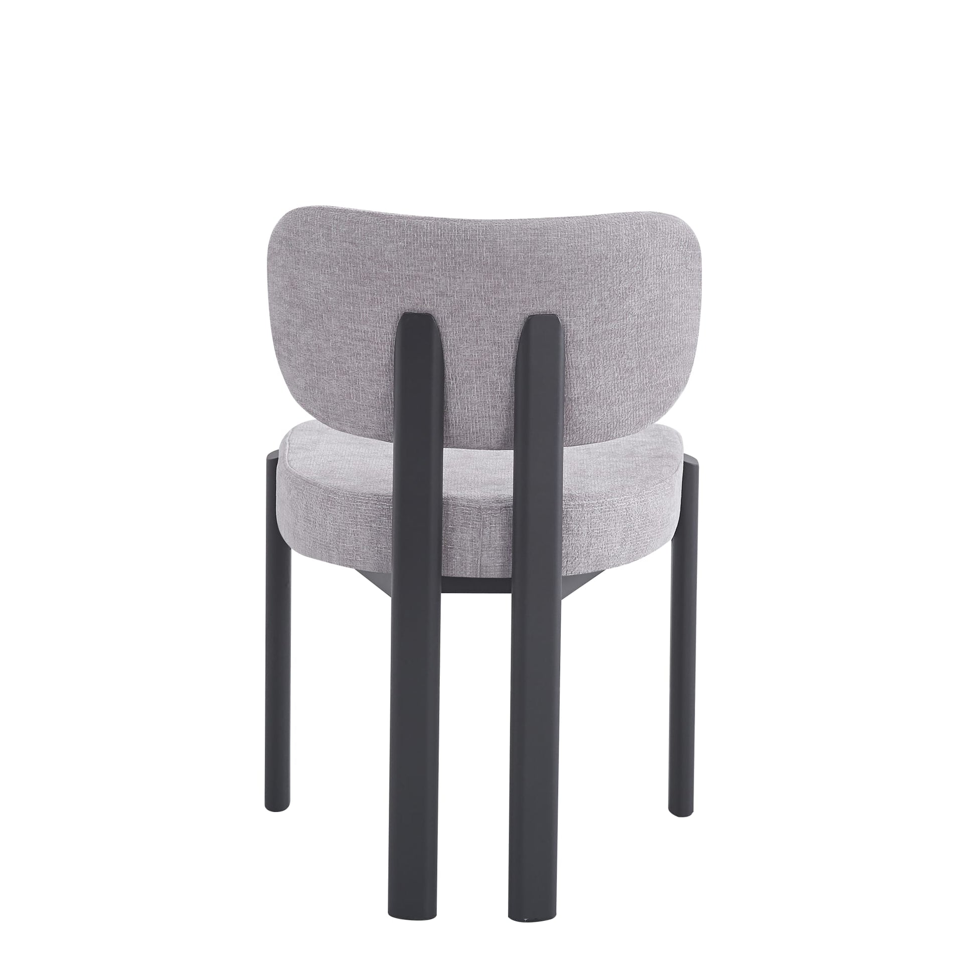 CHAISE  BAGUETTE SERGE PIED METAL NOIR CHENILLE LIGHT GRIS