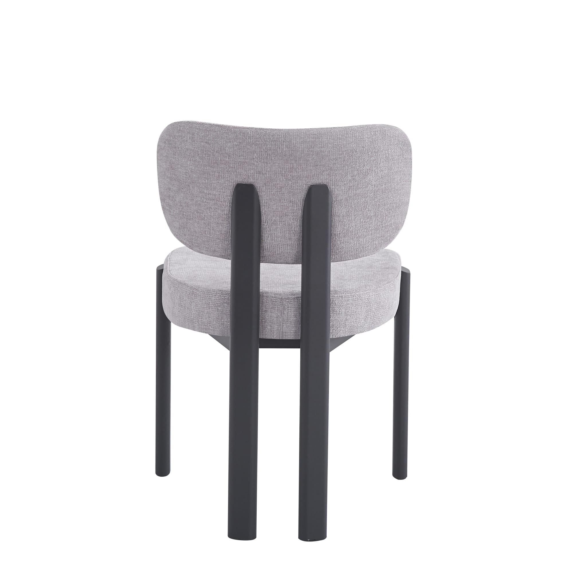 CHAISE  BAGUETTE SERGE PIED METAL NOIR CHENILLE LIGHT GRIS