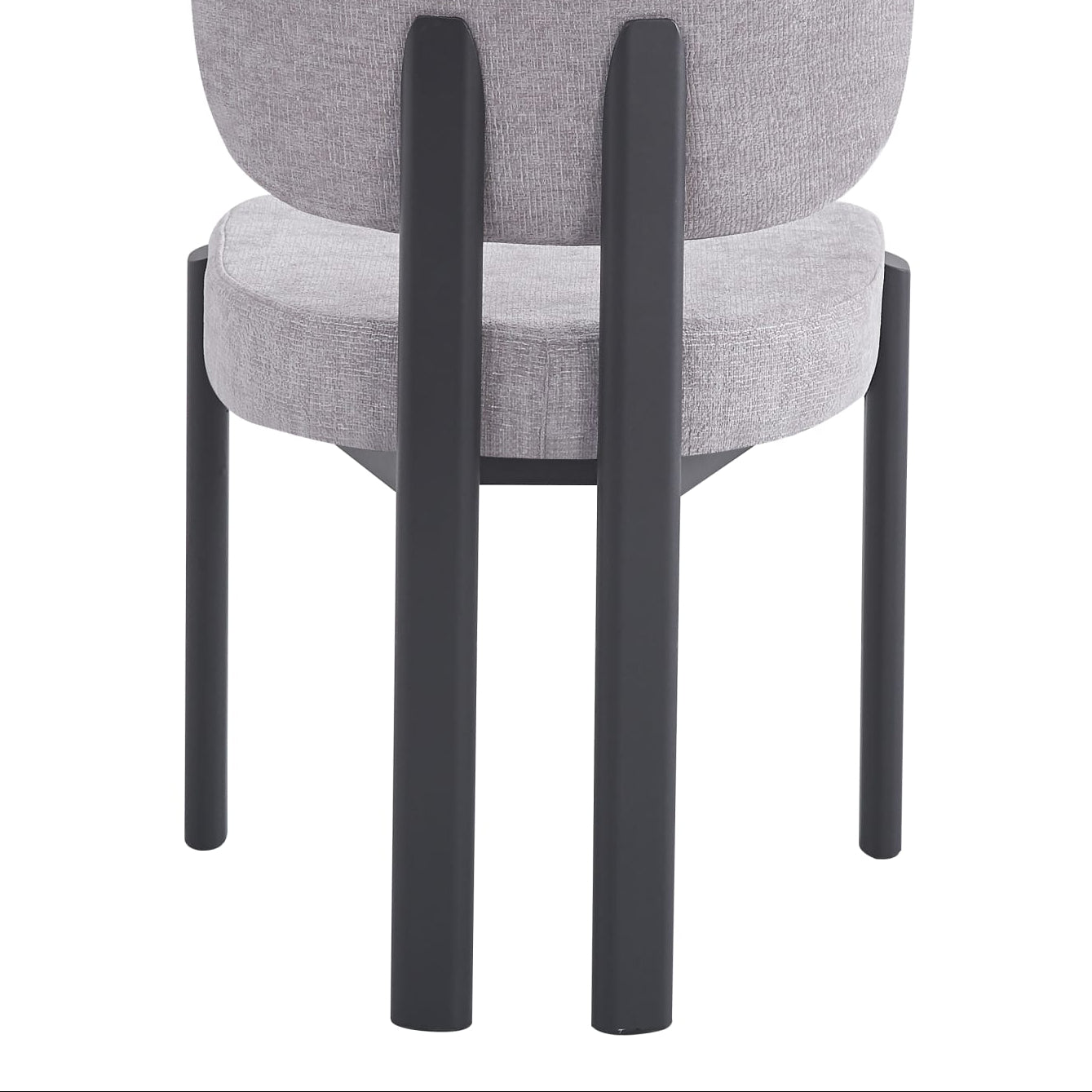 Chaise repas chenille gris clair pieds métal noir lot de 4 BAGUETTE