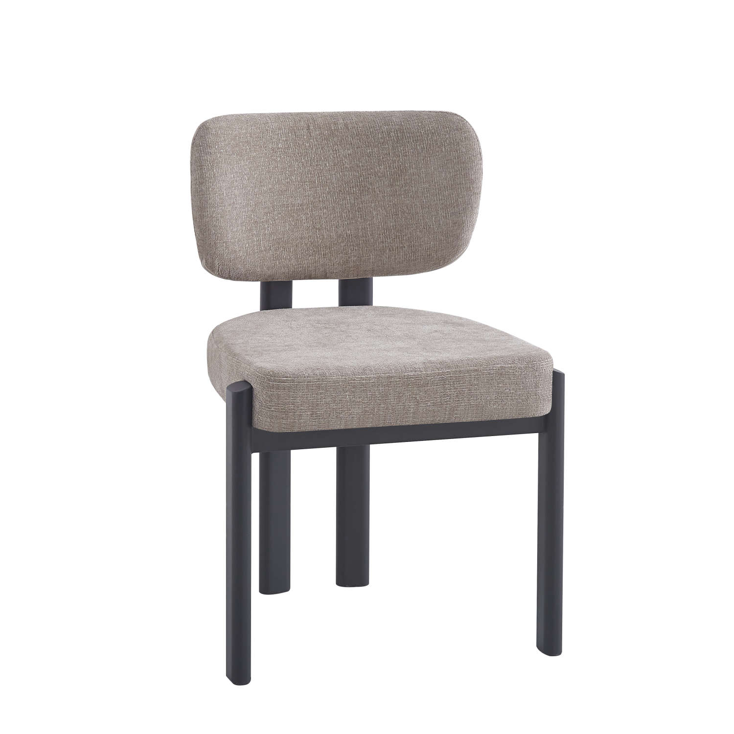 Lot de 4 chaises BAGUETTE pied métal noir tissu#couleur_SERGE CHENILLE MOKA