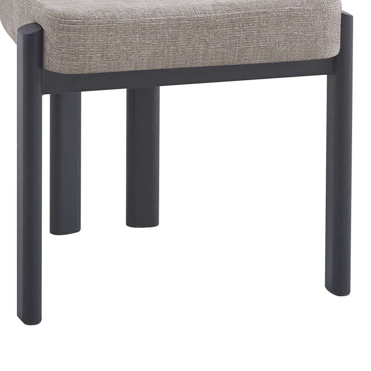 Lot de 4 chaises BAGUETTE pied métal noir tissu#couleur_SERGE CHENILLE MOKA
