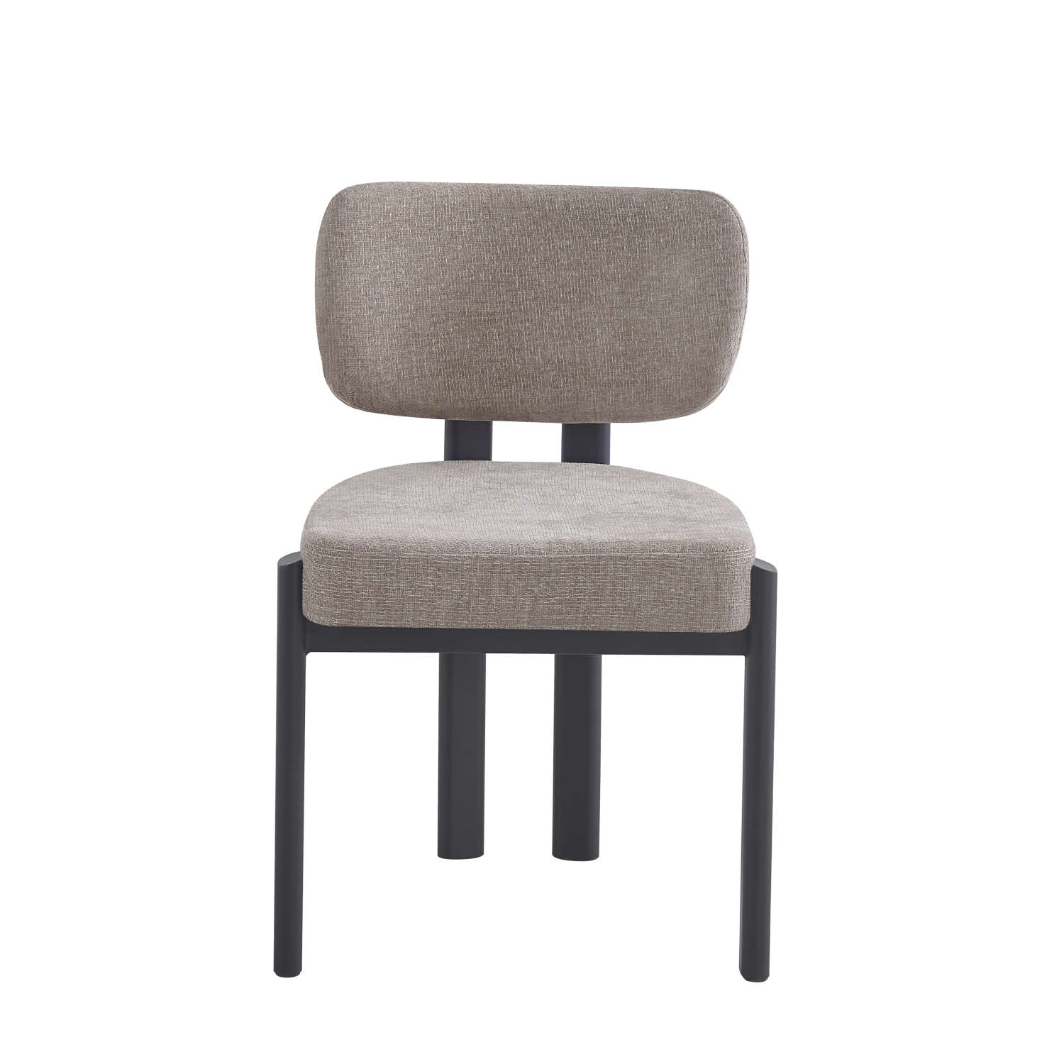 Lot de 4 chaises BAGUETTE pied métal noir tissu#couleur_SERGE CHENILLE MOKA