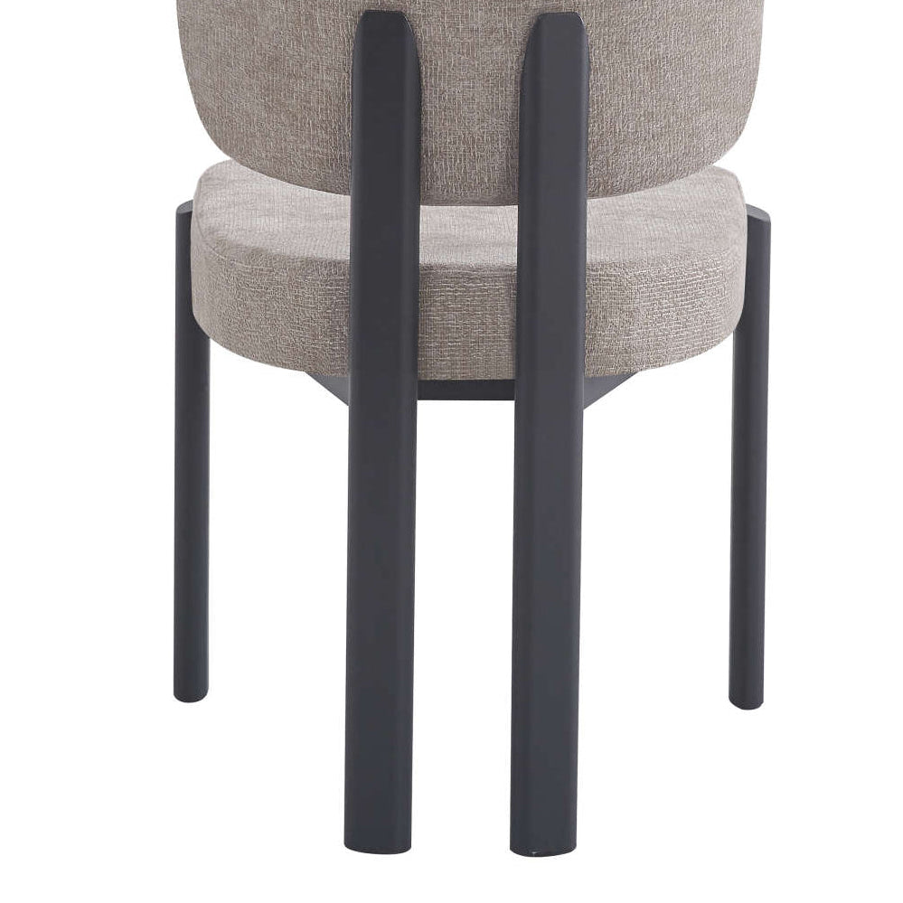 Chaise salle à manger chenille moka pieds métal noir lot de 4 BAGUETTE
