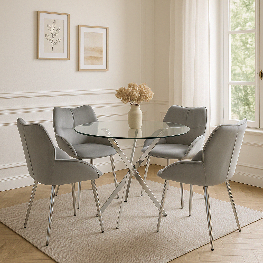 Lot de 2  Chaises LOHA pied métal Chrome #couleur_Anthracite