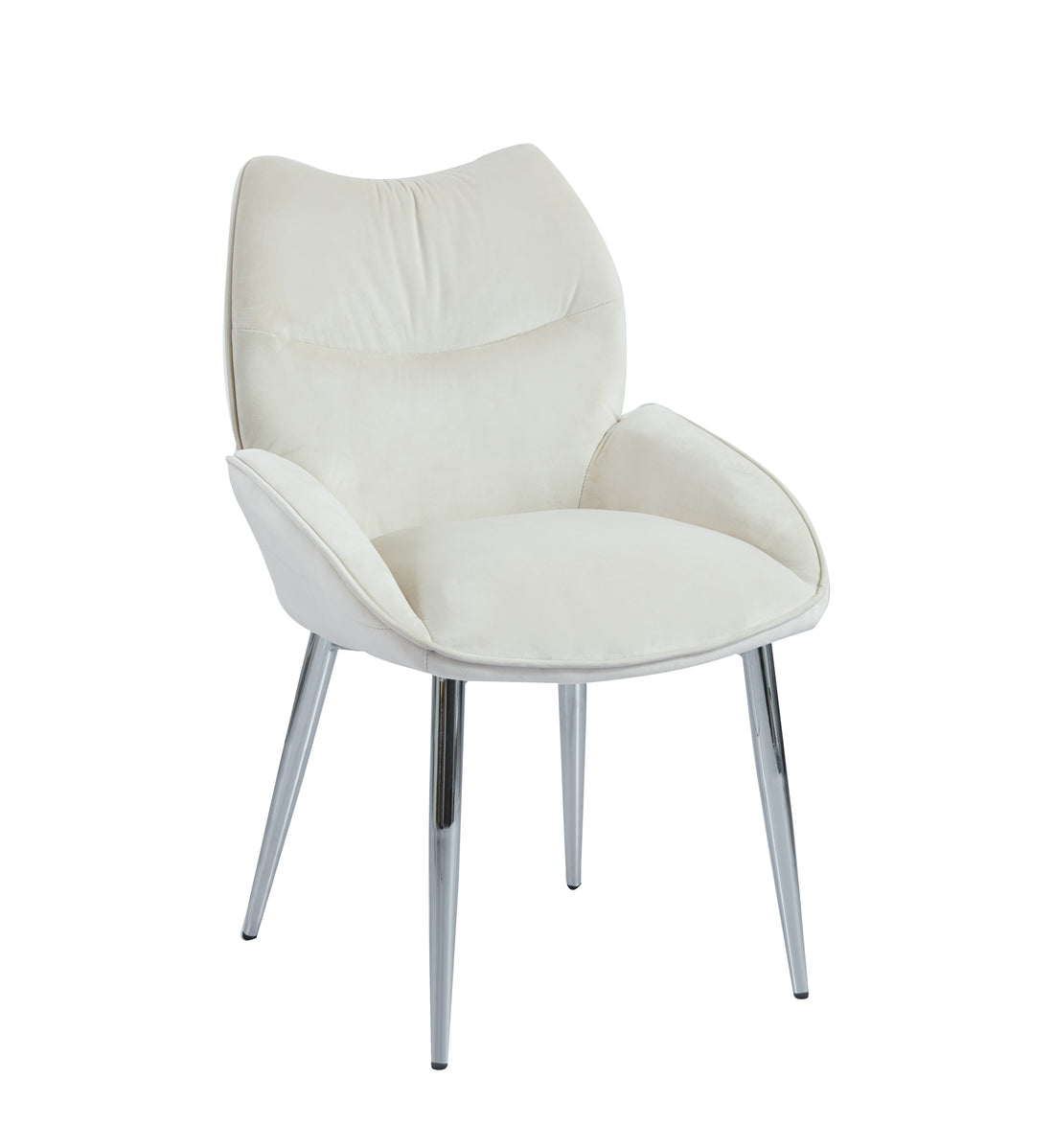 Lot de 2  Chaises LOHA pied métal Chrome #couleur_beige