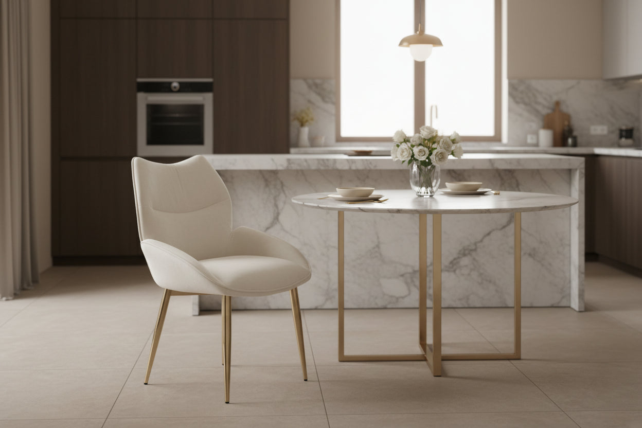 Lot de 2 chaises LOHA pied métal Gold #couleur_beige