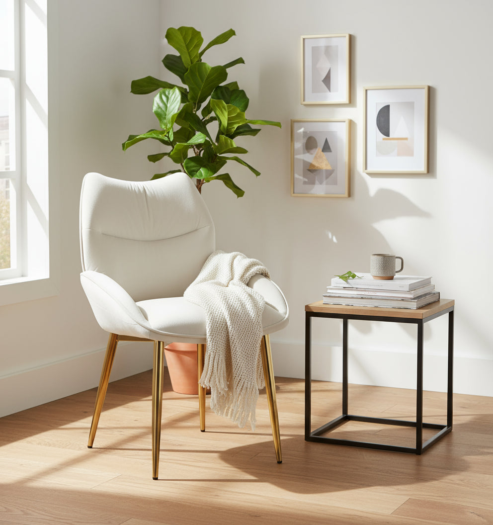 Lot de 2 chaises velours beige métal doré 83x53x57 cm LOHA