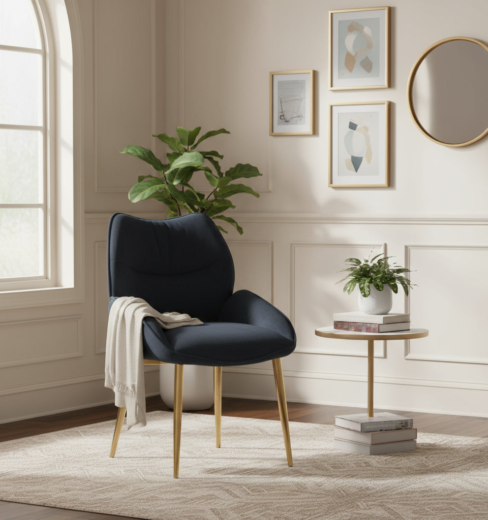 Lot de 2 chaises velours noir métal doré 83x53x57 cm LOHA