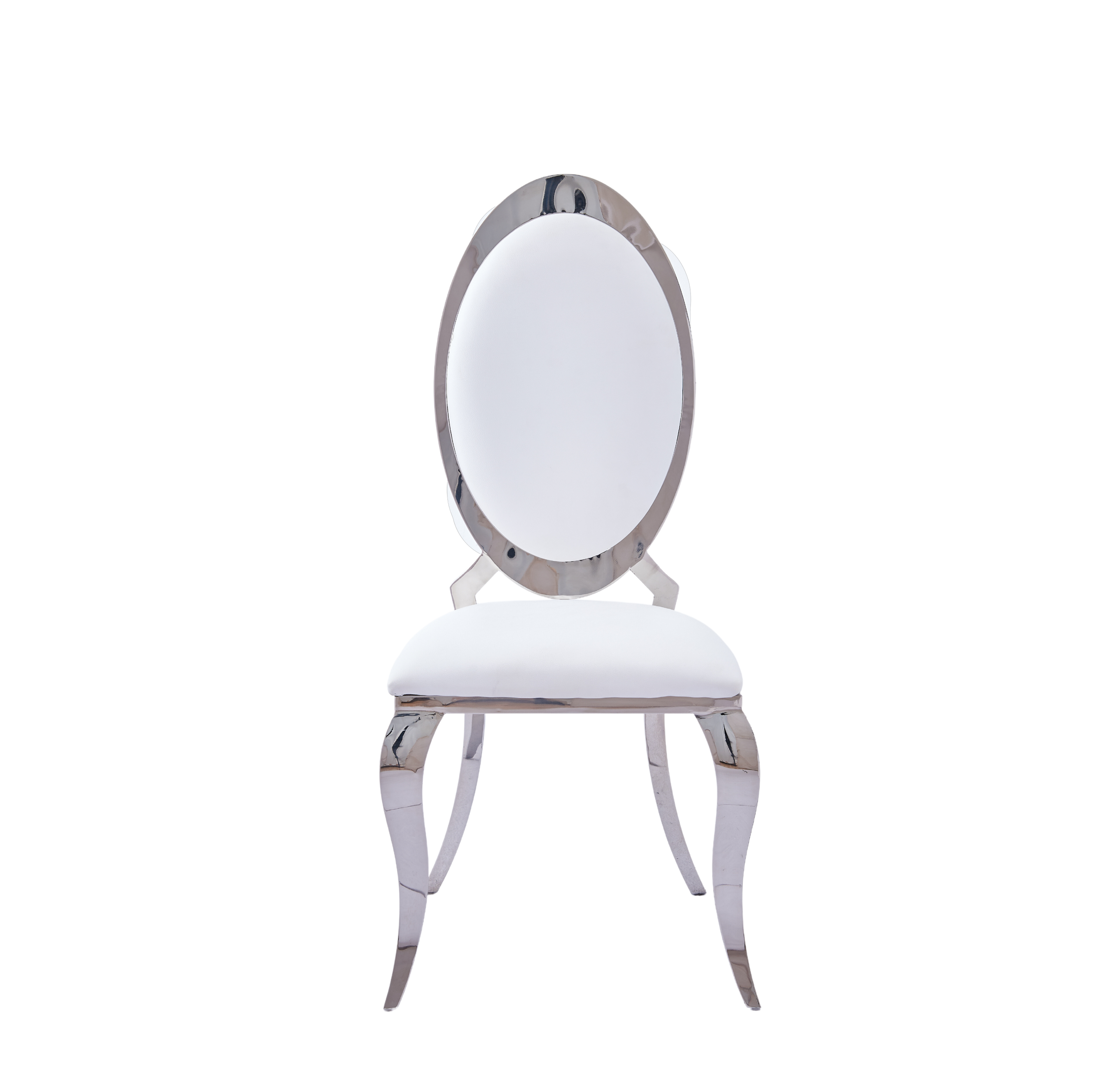 Lot de 4 chaises ANGEL baroque Chrome simili cuir blanc