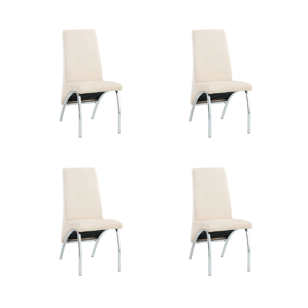 Lot de 4 Chaises Fate chrome et velours Beige