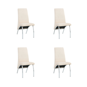 Lot de Chaises Fate chrome et velours #couleur_beige
