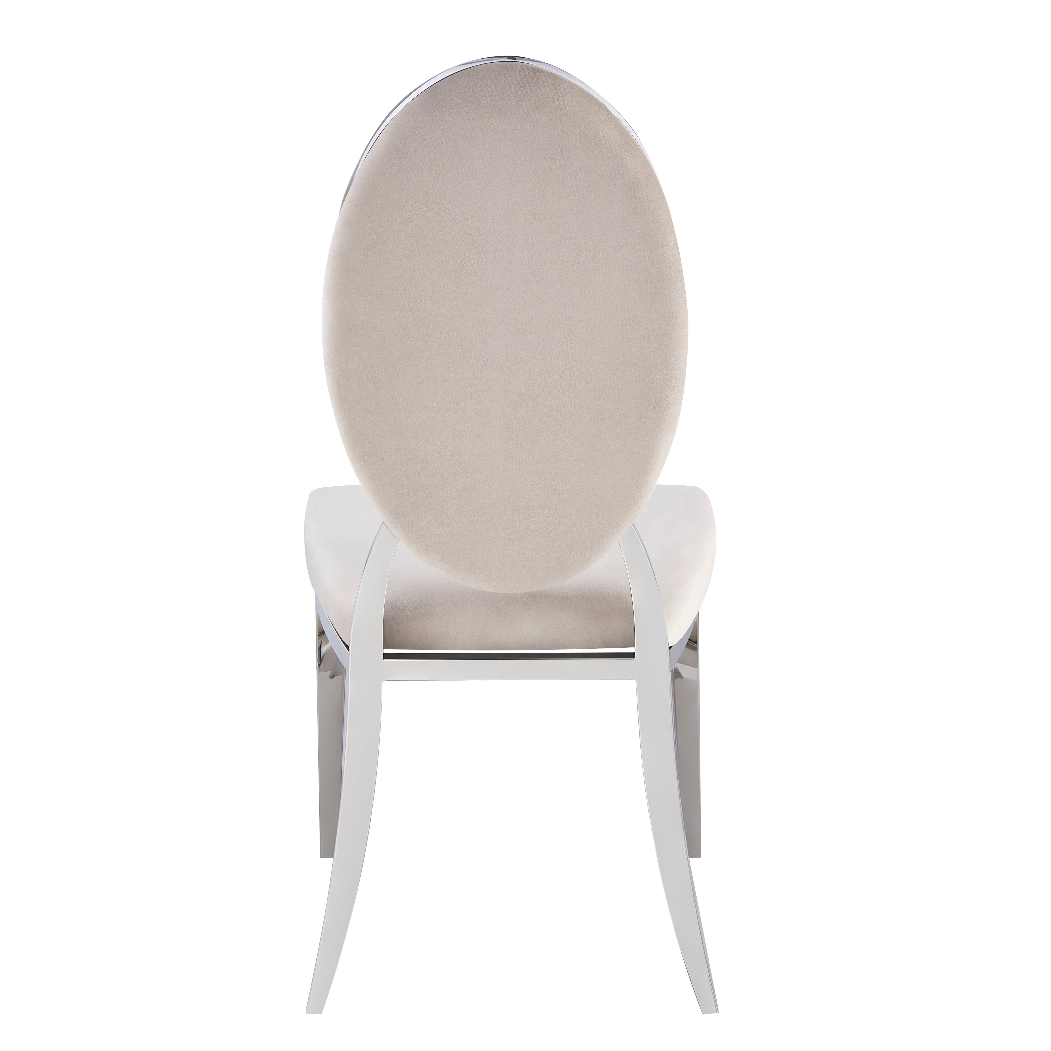 Lot de 4 chaises MEDAILLON capitonnées  chrome et velours Beige