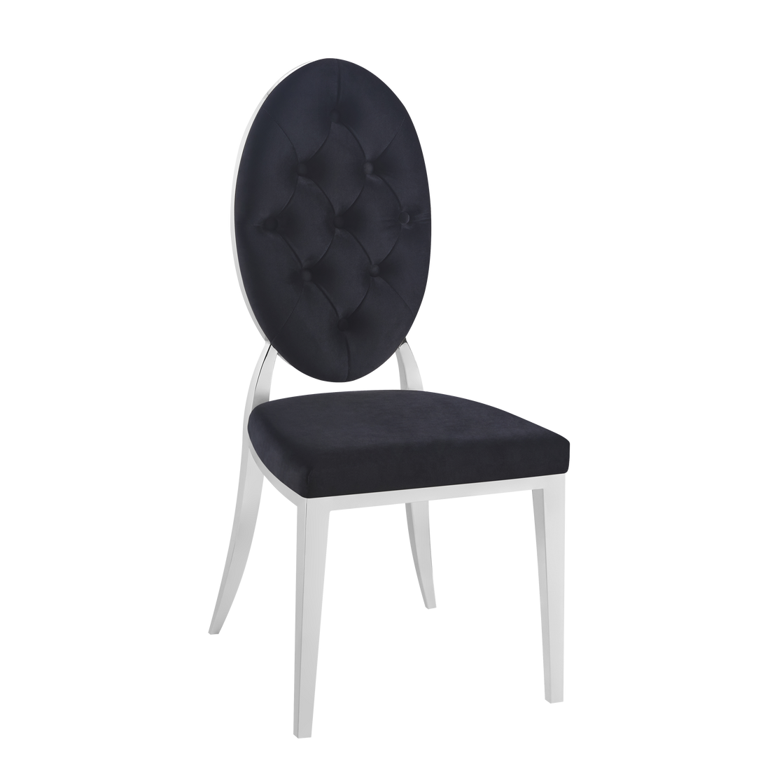 Lot de chaises MEDAILLON capitonnées  chrome et velours #couleur_noir