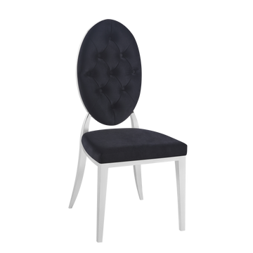 Lot de chaises MEDAILLON capitonnées  chrome et velours #couleur_noir