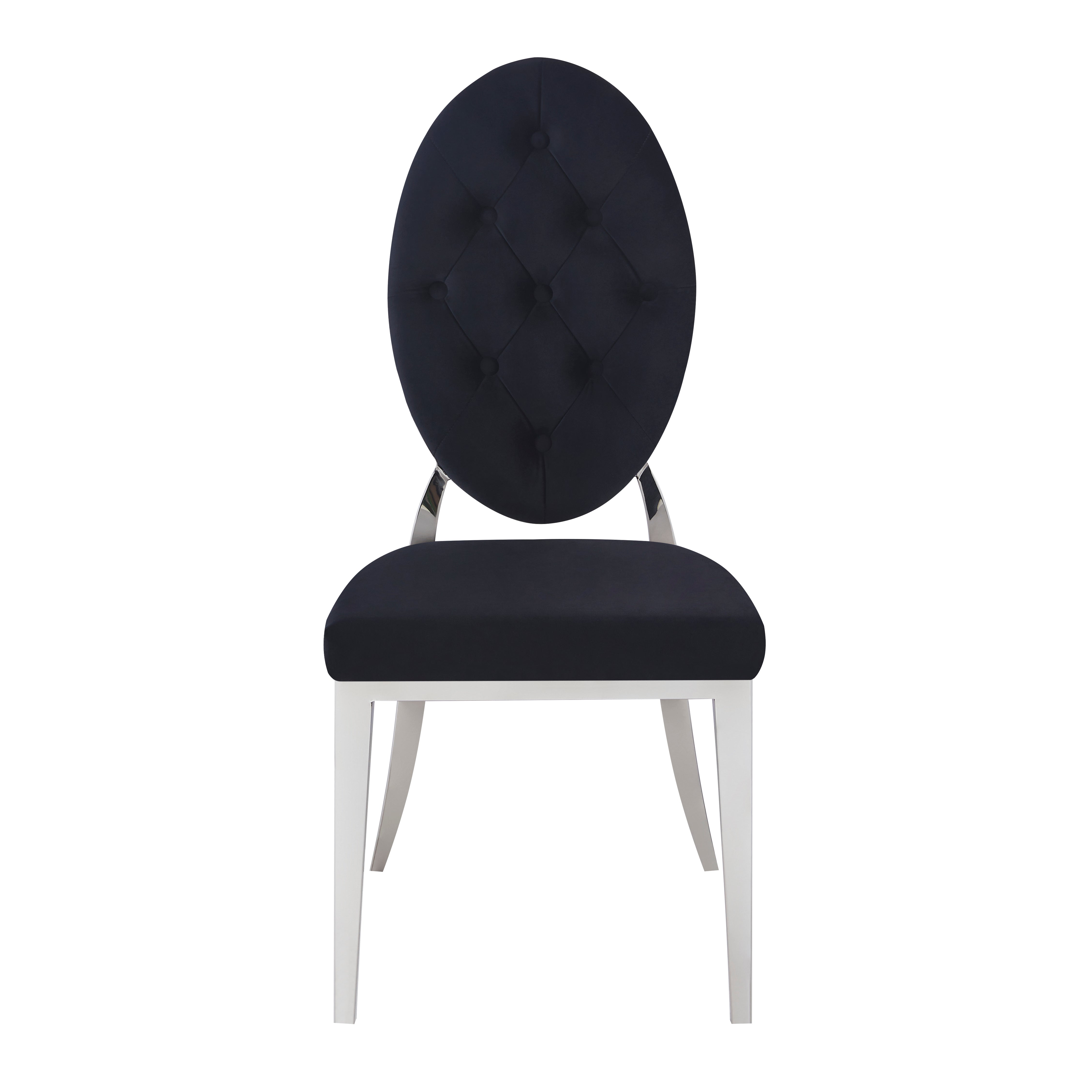 Lot de 4 chaises MEDAILLON capitonnées  chrome et velours Noir