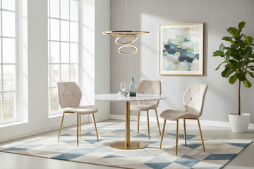 Lot 4 Chaises Salle à Manger Coquillage Velours Beige Pieds Gold 46x58,5x87cm