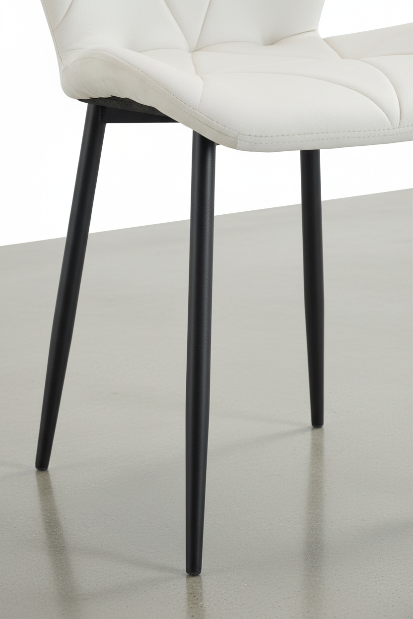 Lot 4 Chaises Salle à Manger Coquillage Velours Beige Pieds Métal Noir 46x58,5x87cm