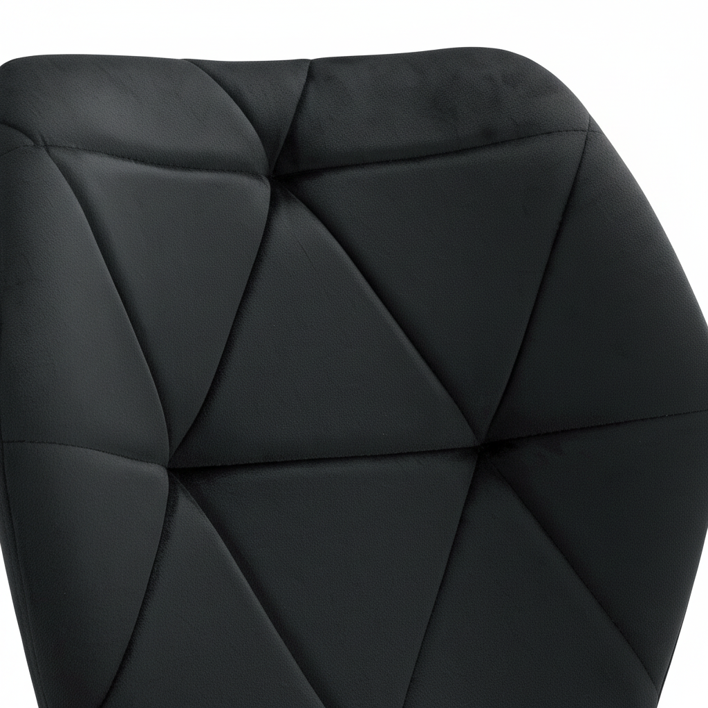 Lot 4 Chaises Salle à Manger Coquillage Velours Noir Pieds Métal Noir 46x58,5x87cm