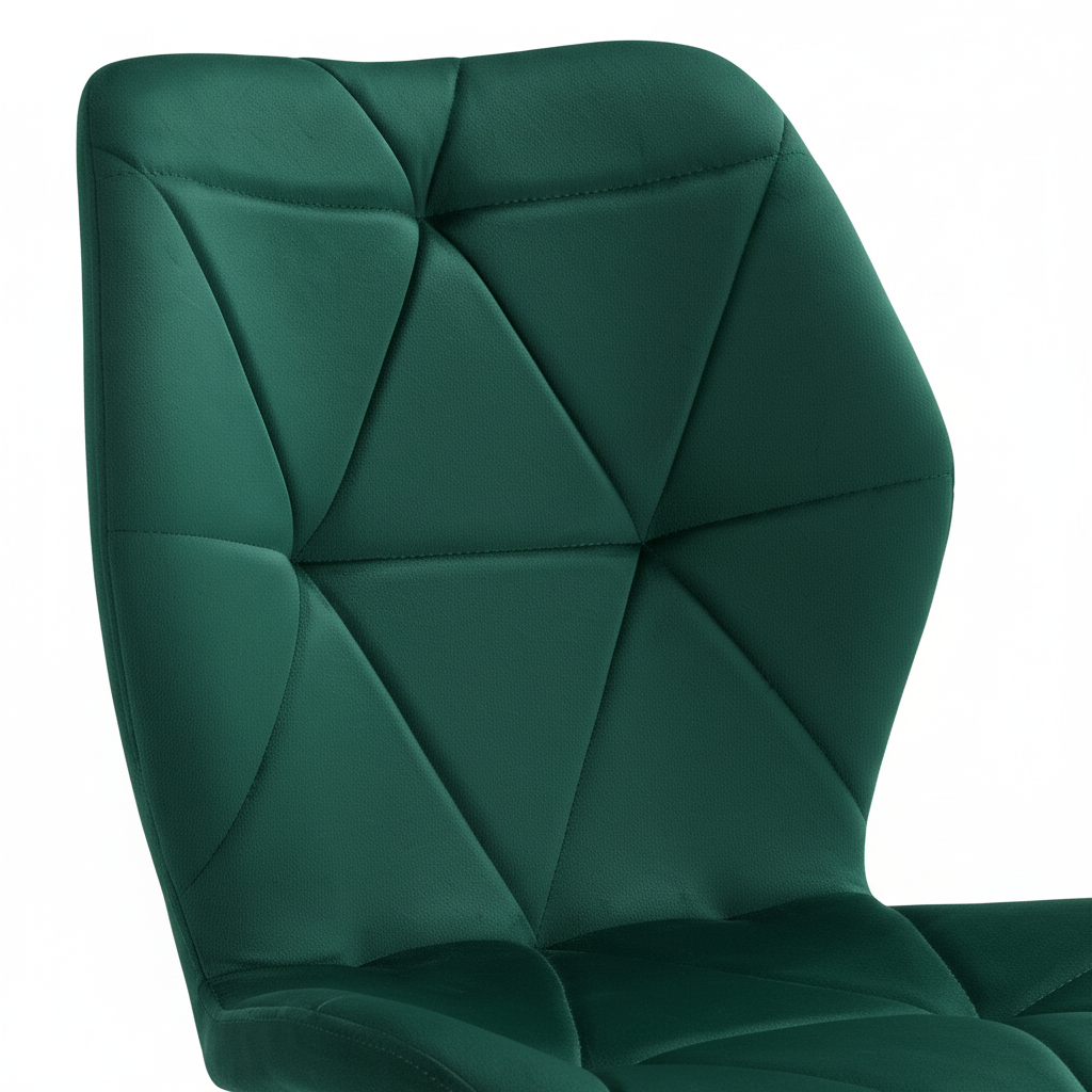 Lot 4 Chaises Salle à Manger Coquillage Velours Vert Sapin Pieds Métal Noir 46x58,5x87cm