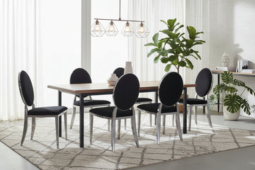 Lot 4 Chaises Salle à Manger Médaillon Velours Noir Pieds Chrome 50x52x108cm