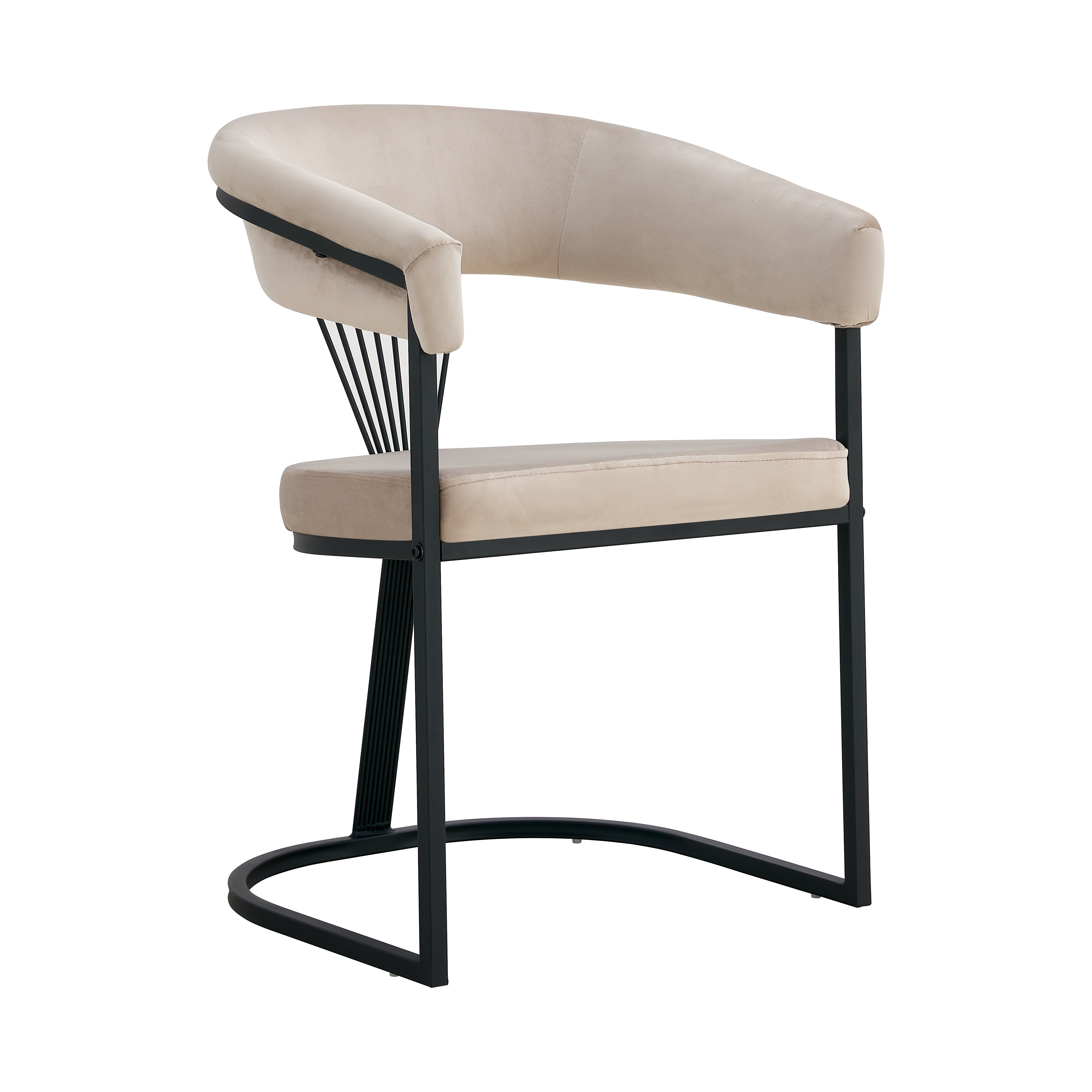 Chaise BRITTANY avec accoudoirs métal noir & velours 58x55x83 cm #couleur_moka