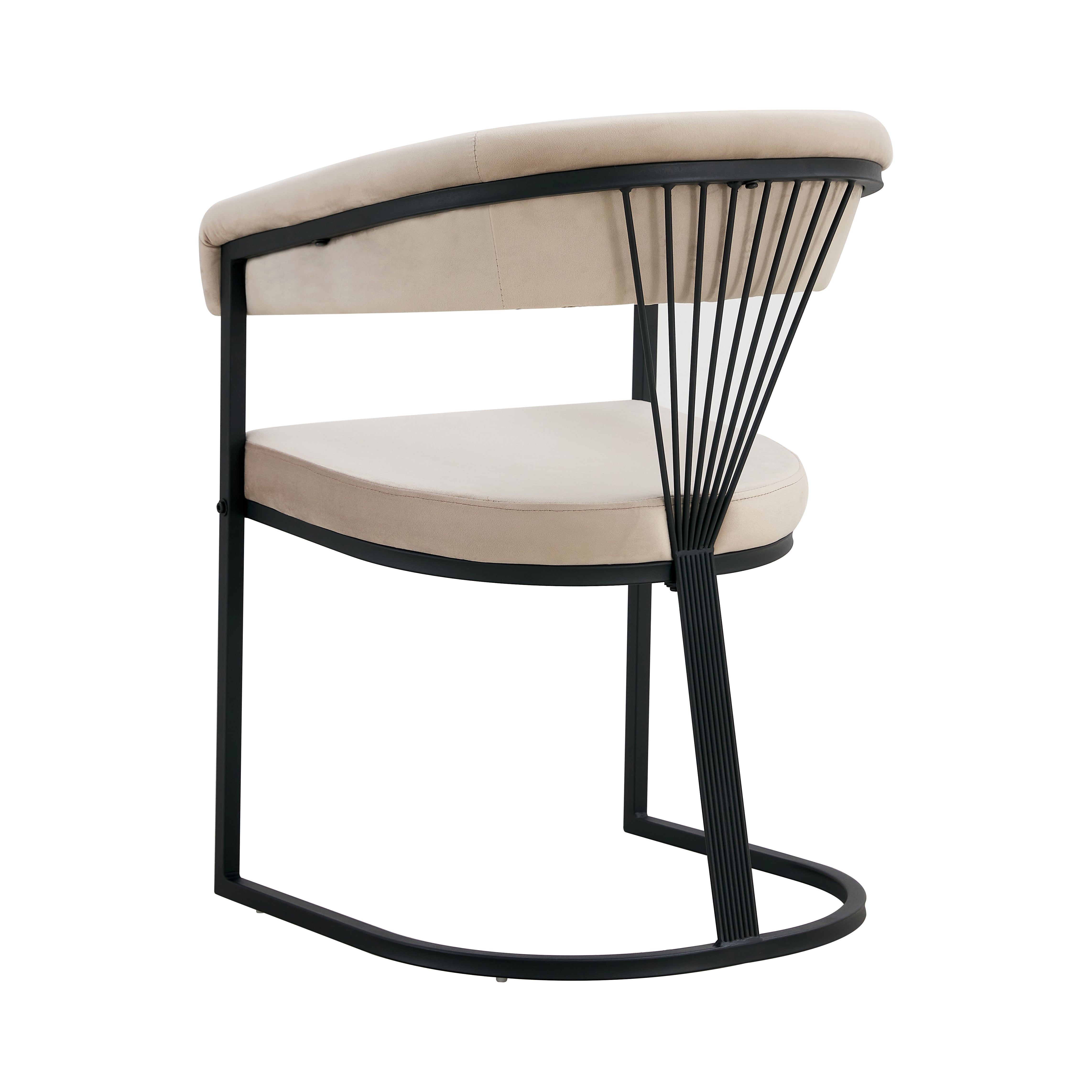 Chaise BRITTANY avec accoudoirs métal noir & velours 58x55x83 cm #couleur_moka