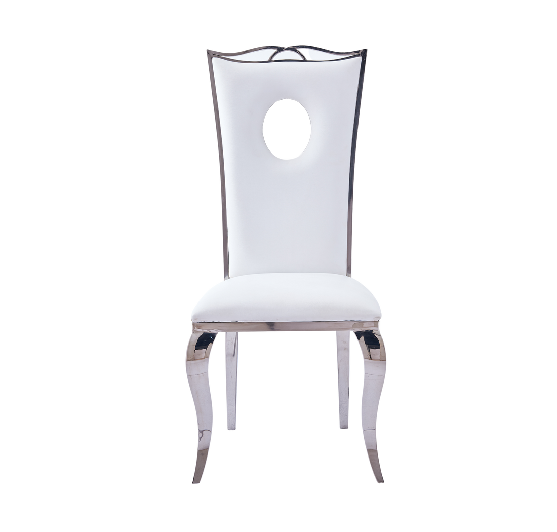 Lot de Chaises baroque ROYAL Chrome Simili #couleur_blanc