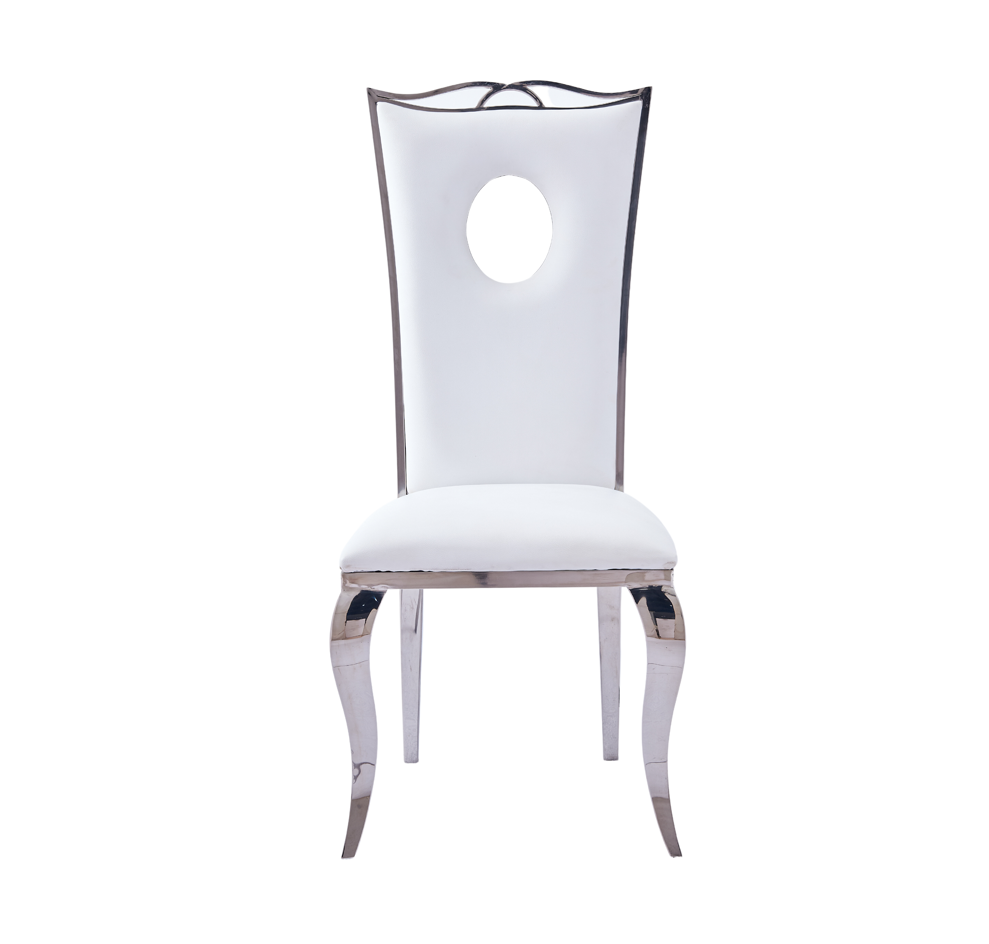 Lot de 4 Chaises baroque ROYAL Chrome Simili BLANC