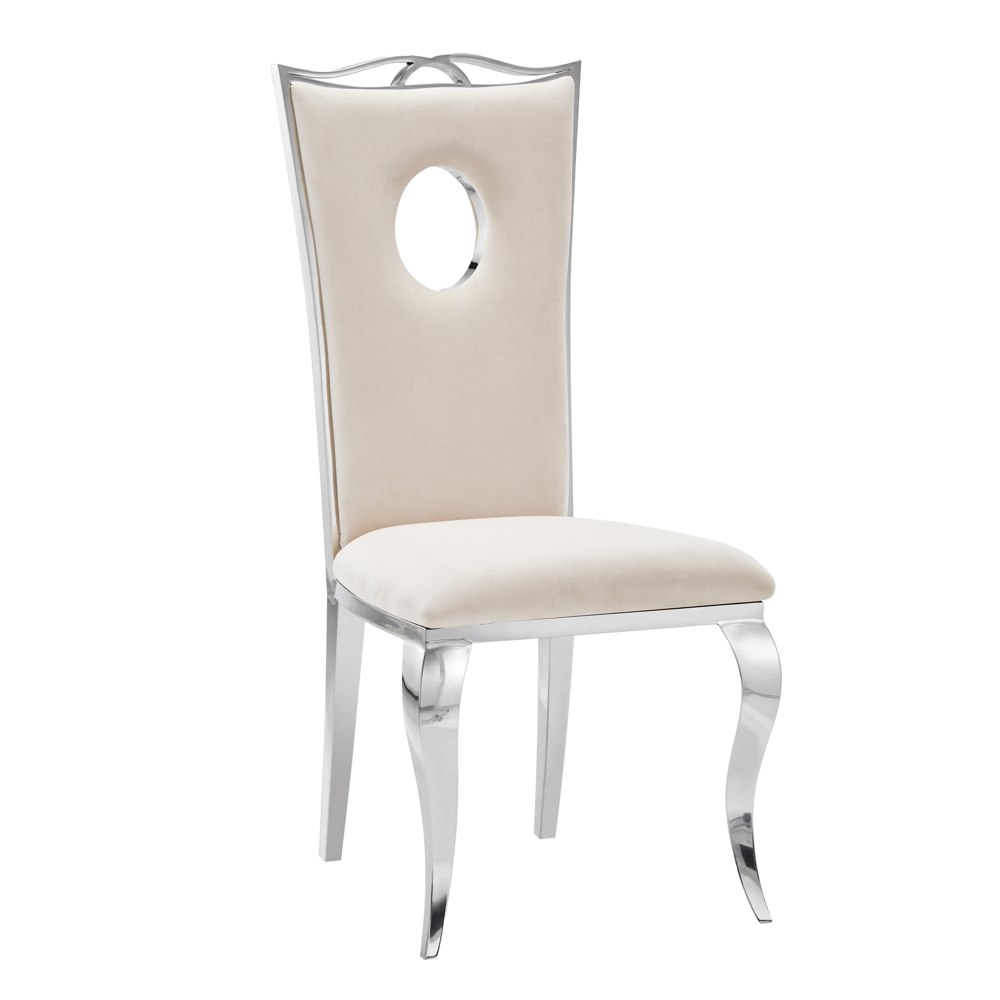 Lot de Chaises baroque ROYAL Chrome Velours #couleur_beige