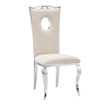 Lot de Chaises baroque ROYAL Chrome Velours #couleur_beige