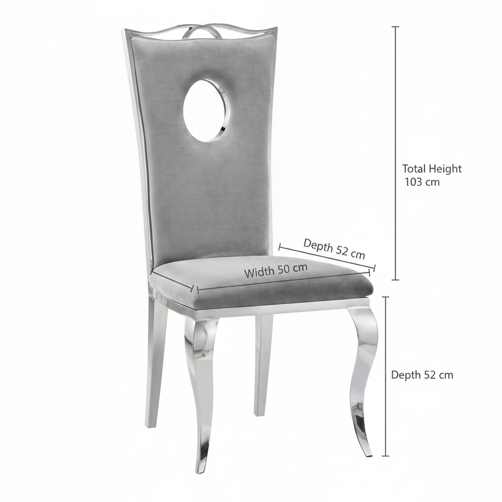 Lot de 4 Chaises baroque ROYAL Chrome Velours Gris