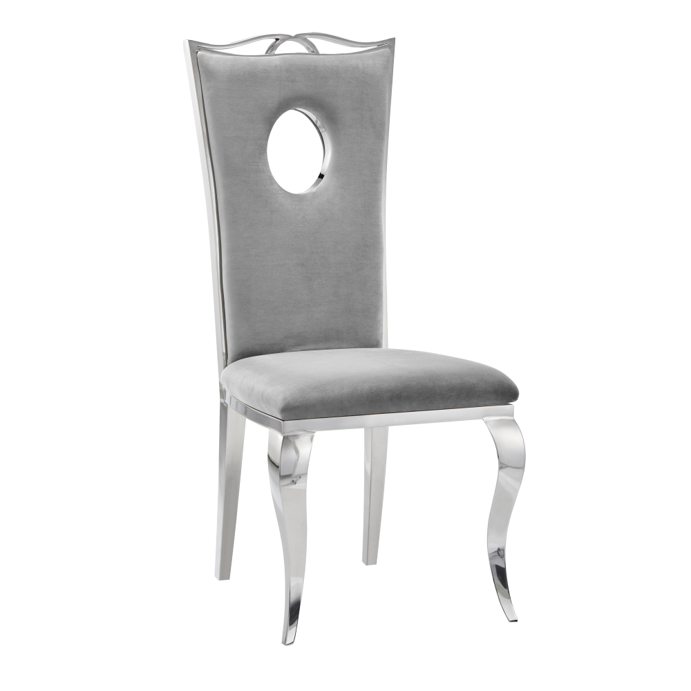 Lot de Chaises baroque ROYAL Chrome Velours #couleur_gris