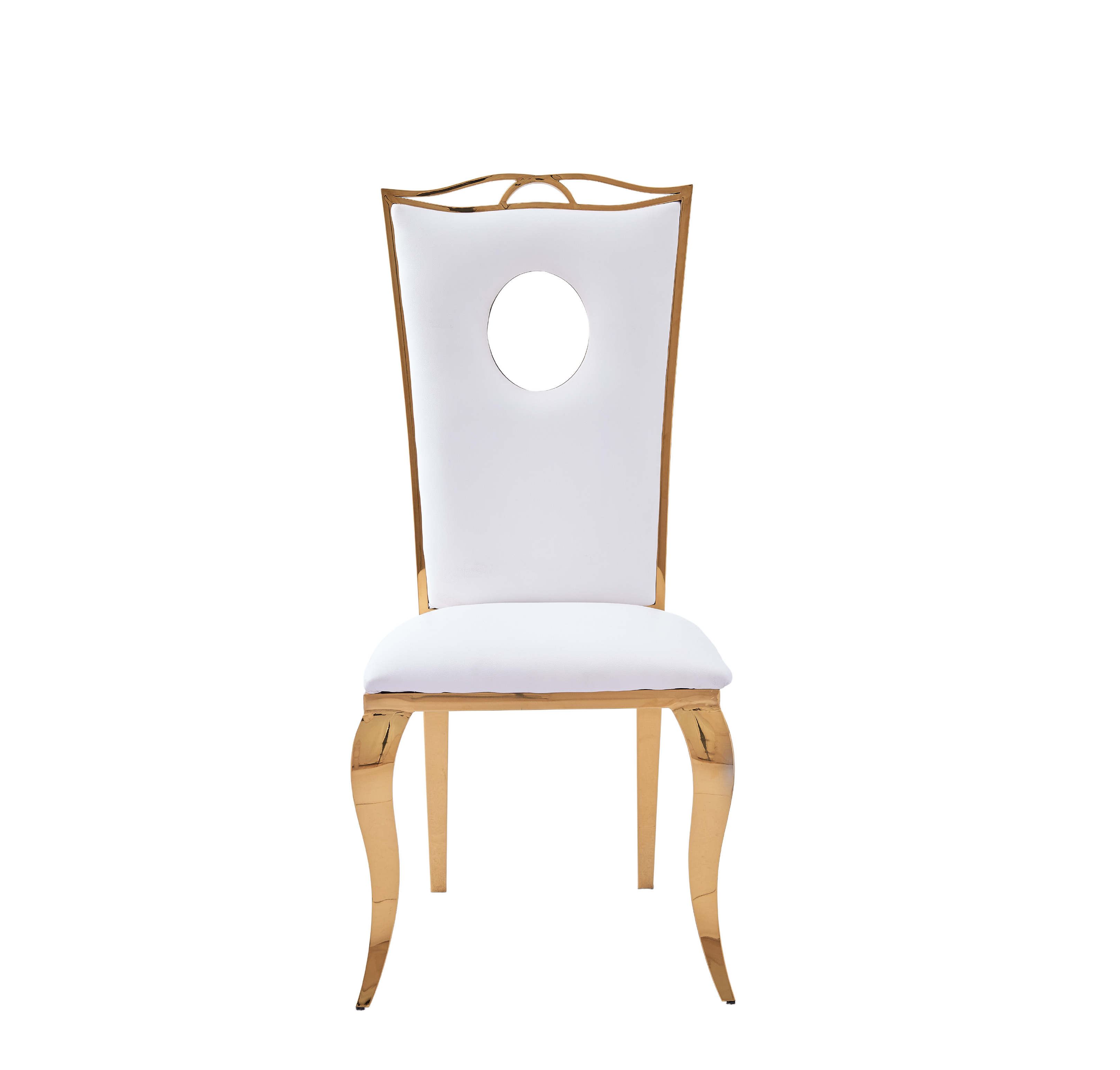 Lot de 4 Chaises Baroque ROYAL Gold Simili Blanc