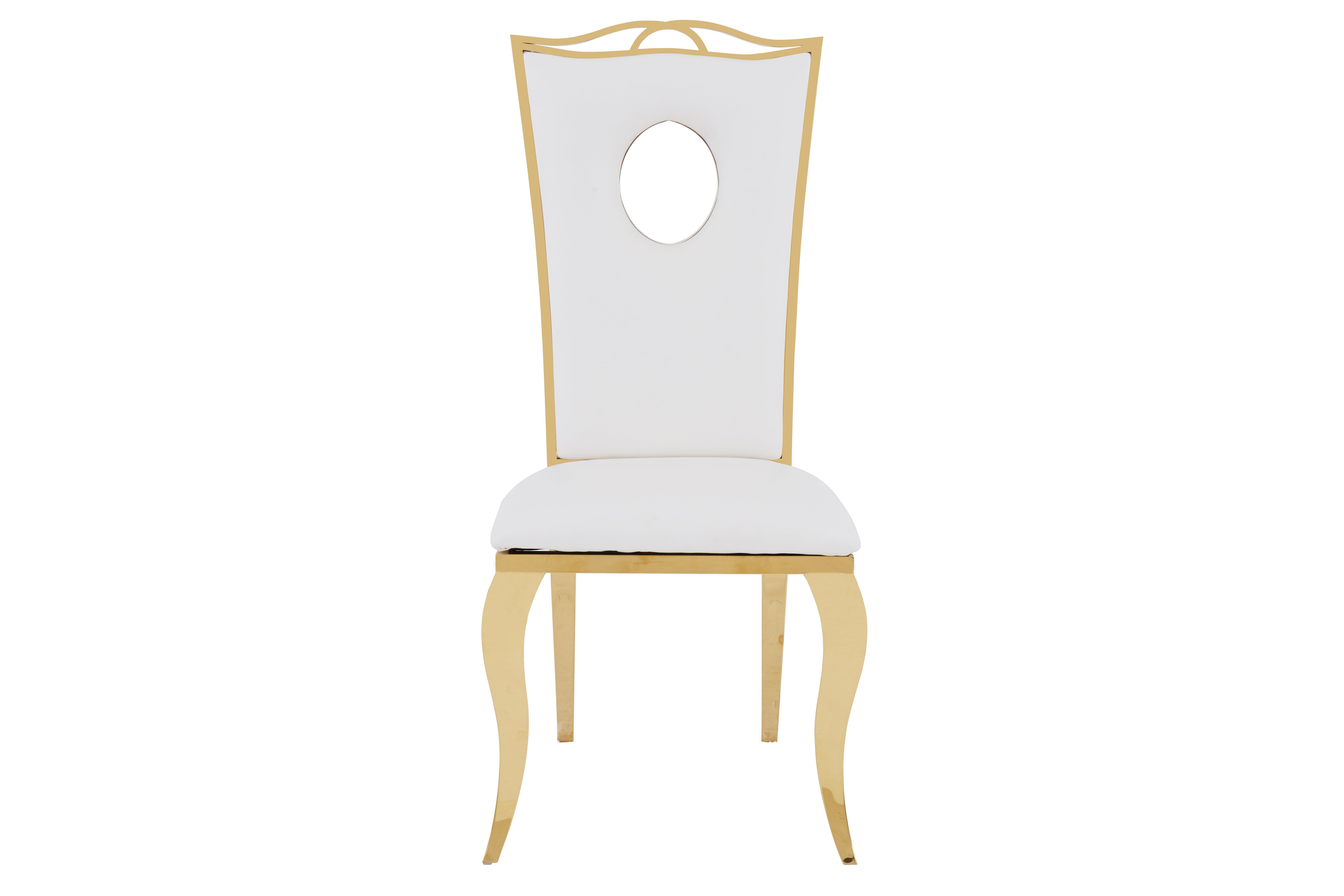 Lot de 4 Chaises Baroque ROYAL Gold Simili Blanc