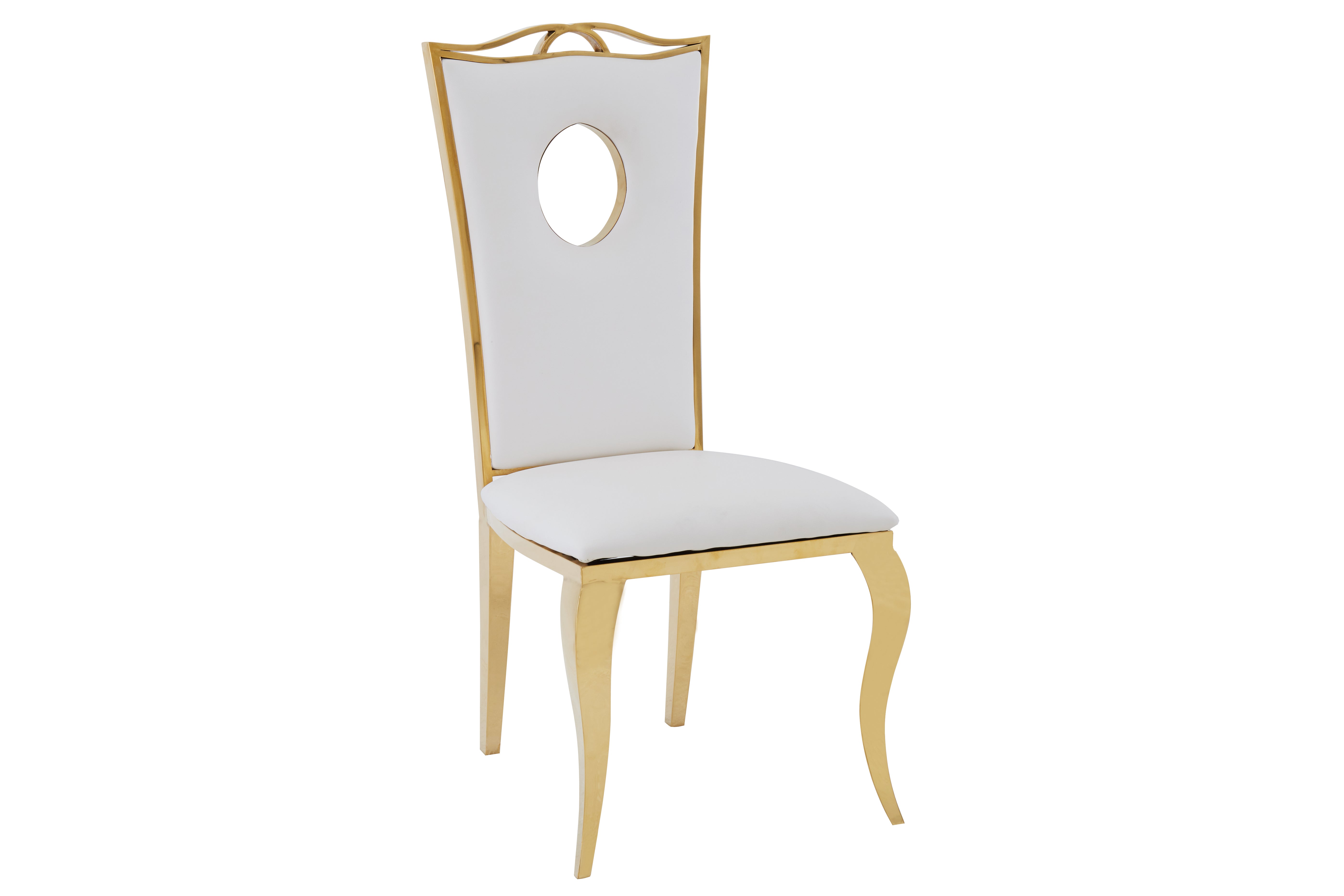 Lot de 4 Chaises Baroque ROYAL Gold Simili Blanc